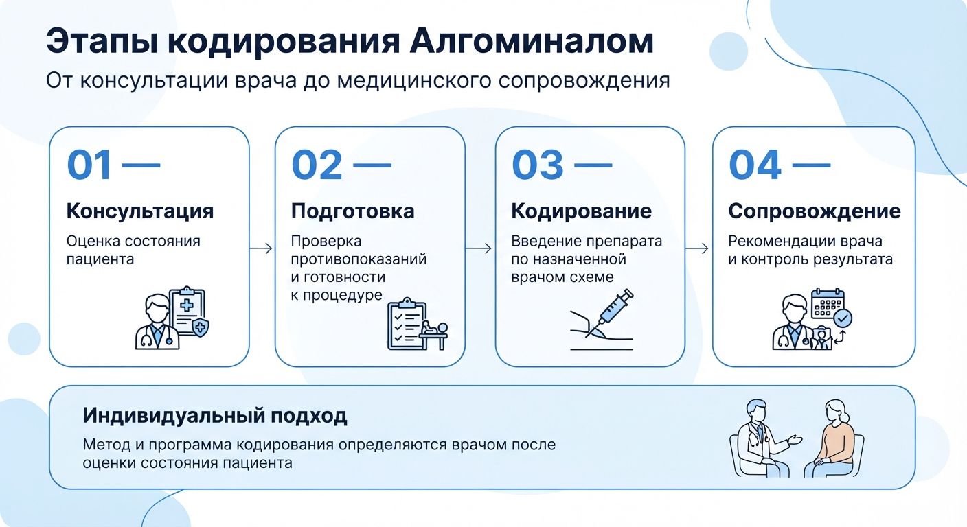 Кодирование препаратом «Алгоминал» в Чехове инфографика